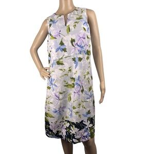 J. Jill‎ Love Linen Blue Gray Floral Shift Dress Pockets Womens Sz S
